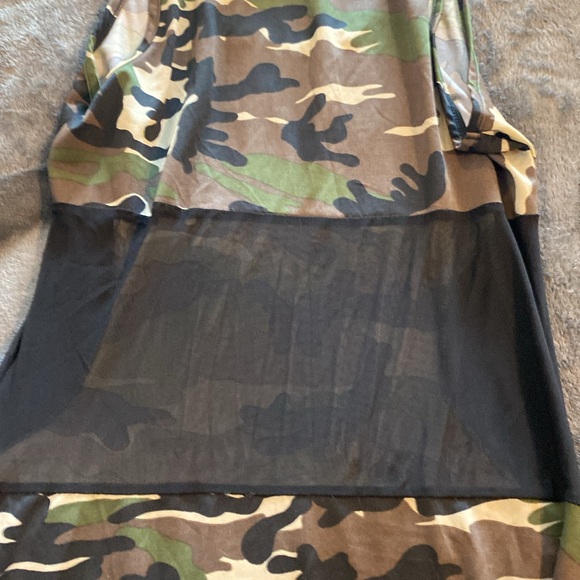 Pat Rego Camo Maxi Dress Size Large Made in USA Stretch Sleeveless - Picture 10 of 13